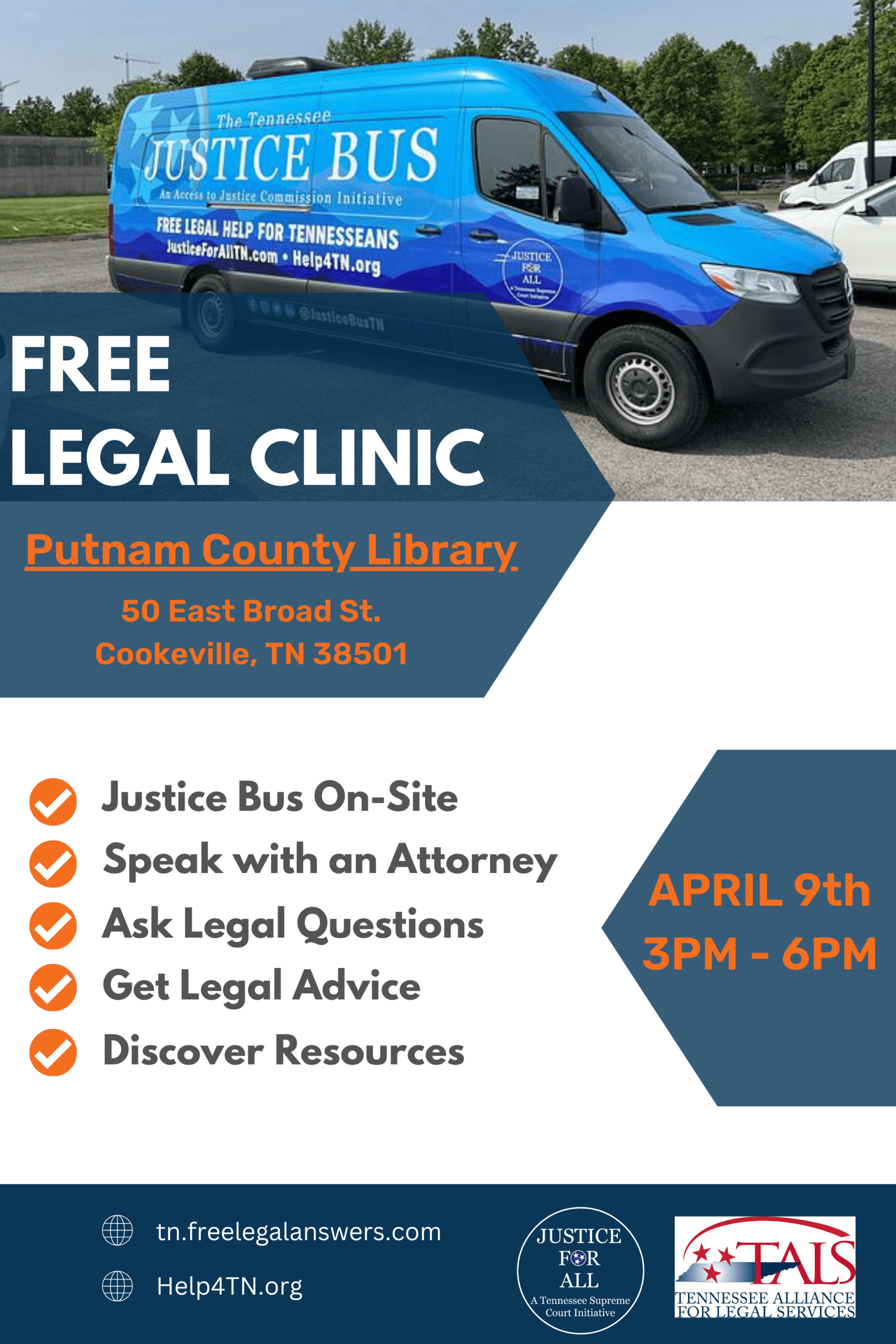 Putnam County - General Legal Advice Clinic - Justice For All TN